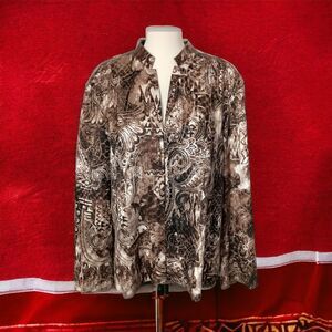 Chicos Silk Blend Paisley Jacket‎ 3 XL Blazer Lightweight Neutrals Office Career